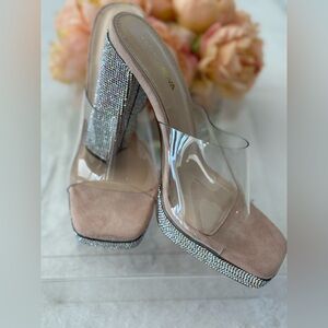 Fashion Nova Clear and Nude Heels